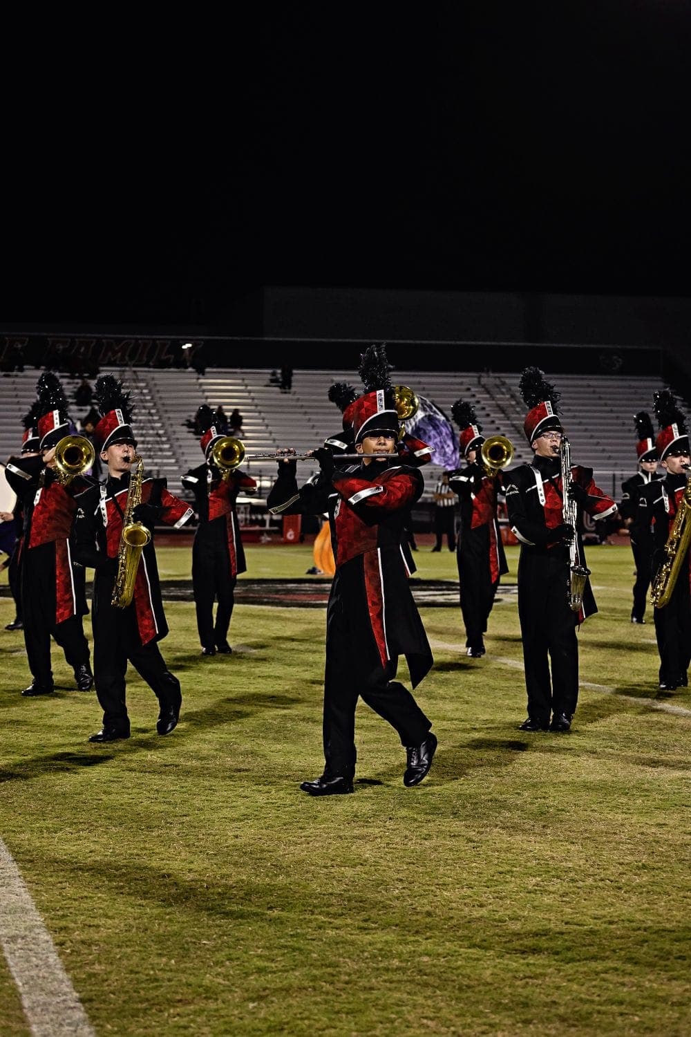 Desert Ridge marching band performing at the Homecoming game