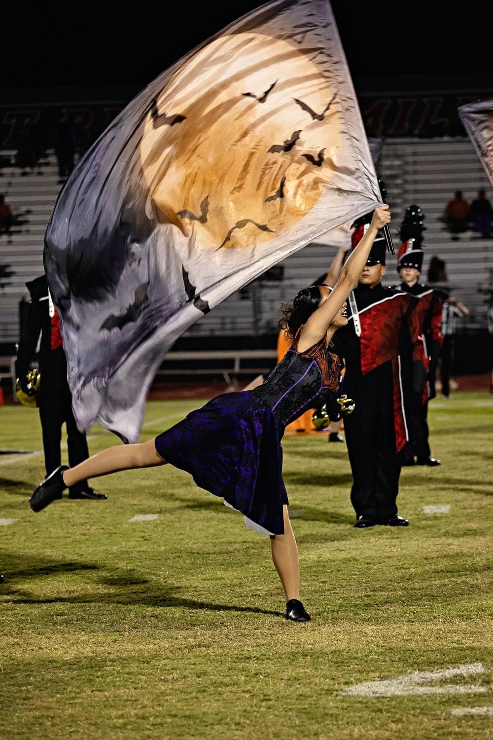 Desert Ridge marching band performing at the Homecoming game